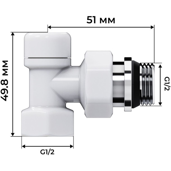 Вентиль термостатический осевой Royal Thermo 1/2"М30х1,5 RATVDO11212WH, белый фото 6