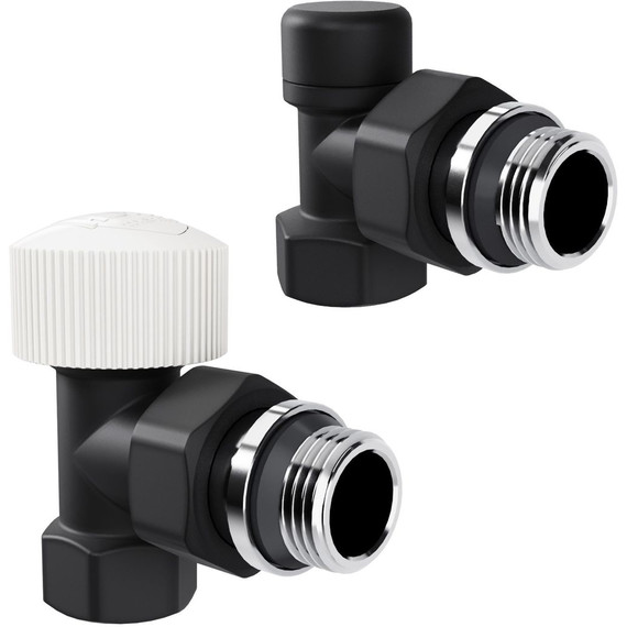 Вентиль термостатический угловой Royal Thermo Design 1/2"М30х1,5 RATVDU11212BL, чёрный фото 