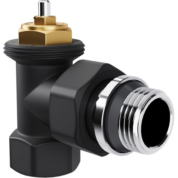 Вентиль термостатический угловой Royal Thermo Design 1/2"М30х1,5 RATVDU11212BL, чёрный фото 3