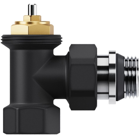 Вентиль термостатический угловой Royal Thermo Design 1/2"М30х1,5 RATVDU11212BL, чёрный фото 5