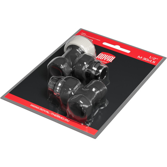 Вентиль термостатический угловой Royal Thermo Design 1/2"М30х1,5 RATVDU11212BL, чёрный фото 7