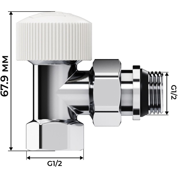 Вентиль термостатический угловой Royal Thermo Design 1/2"М30х1,5 RATVDU11212CH фото 7