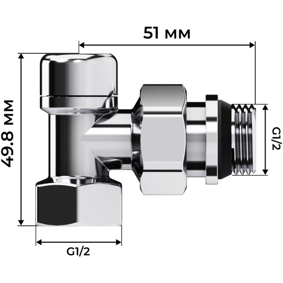 Вентиль термостатический угловой Royal Thermo Design 1/2"М30х1,5 RATVDU11212CH фото 6