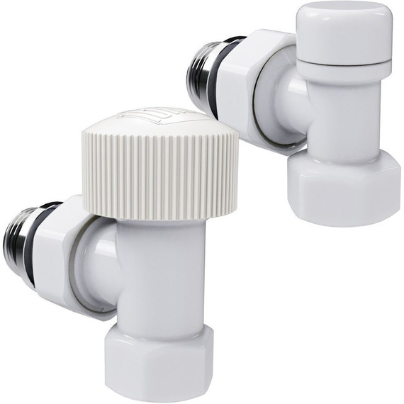 Вентиль термостатический угловой Royal Thermo Design 1/2"М30х1,5 RATVDU11212WH, белый фото 2