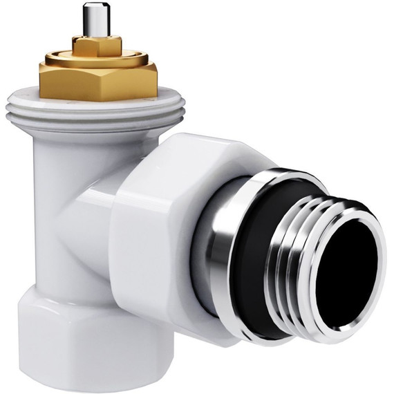 Вентиль термостатический угловой Royal Thermo Design 1/2"М30х1,5 RATVDU11212WH, белый фото 3