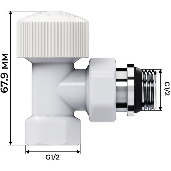 Вентиль термостатический угловой Royal Thermo Design 1/2"М30х1,5 RATVDU11212WH, белый фото 4