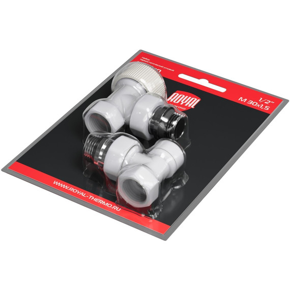 Вентиль термостатический угловой Royal Thermo Design 1/2"М30х1,5 RATVDU11212WH, белый фото 7