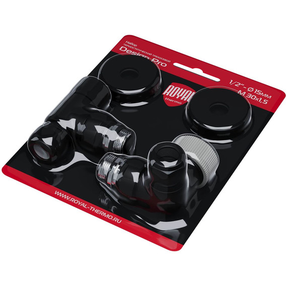 Вентиль термостатический трехосевой Royal Thermo Design Pro 15мм М30х1,5 RATVXT11215BL, чёрный фото 5