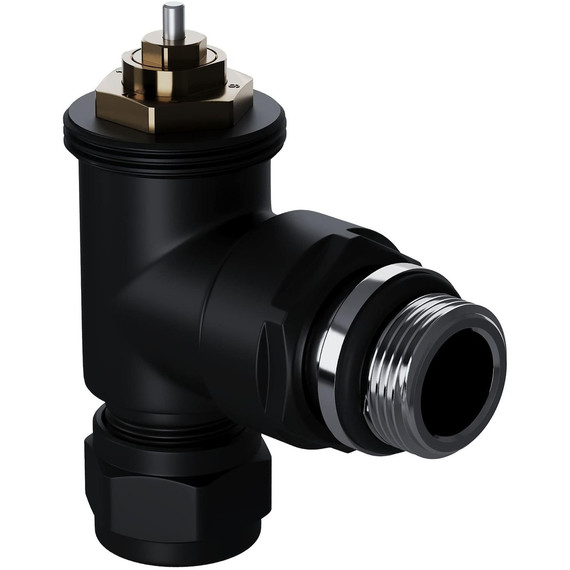Вентиль термостатический угловой Royal Thermo Design Pro 15мм М30х1,5 RATVXU11215BL, чёрный фото 3