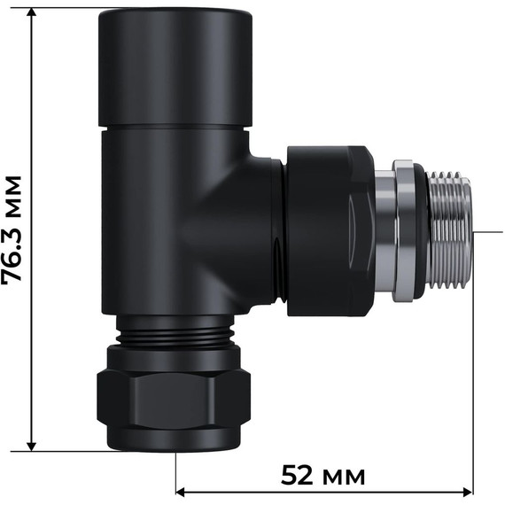 Вентиль термостатический угловой Royal Thermo Design Pro 15мм М30х1,5 RATVXU11215BL, чёрный фото 8