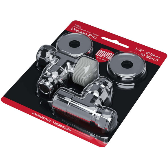 Вентиль термостатический угловой Royal Thermo Design Pro 15мм М30х1,5 RATVXU11215CH фото 2