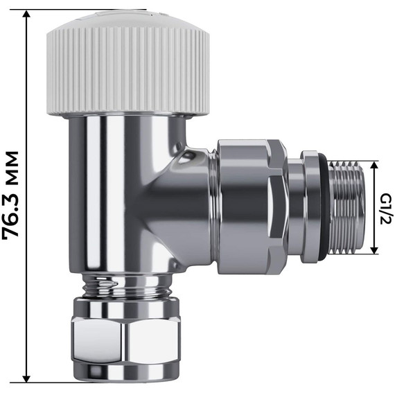 Вентиль термостатический угловой Royal Thermo Design Pro 15мм М30х1,5 RATVXU11215CH фото 5