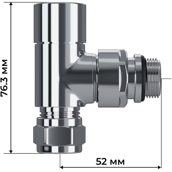 Вентиль термостатический угловой Royal Thermo Design Pro 15мм М30х1,5 RATVXU11215CH фото 7