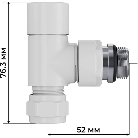Вентиль термостатический угловой Royal Thermo Design Pro 15мм М30х1,5 RATVXU11215WH, белый фото 6