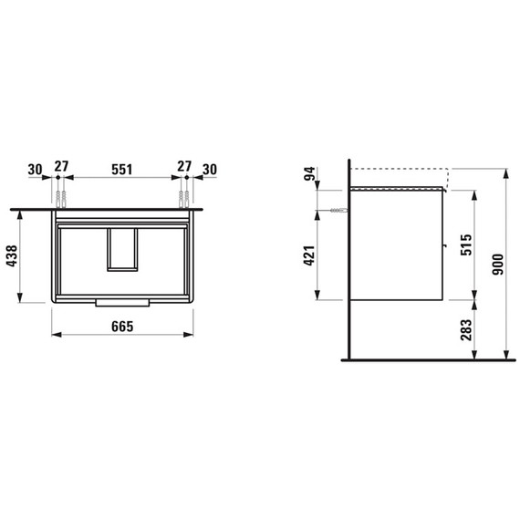 Тумба подвесная с раковиной Laufen Base 70 см 4.0233.2.110.261.1 - 2 Тумба подвесная с раковиной Laufen Base 70 см 4.0233.2.110.261.1 фото 2
