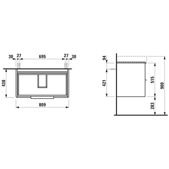 Тумба подвесная с раковиной Laufen Base 85 см 4.0239.2.110.261.1 фото 2