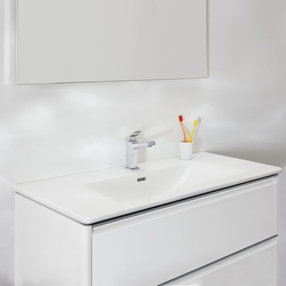 Тумба подвесная с раковиной-столешницей Laufen Palace 100 см 8.6070.7.260.104.1, белый матовый фото 2