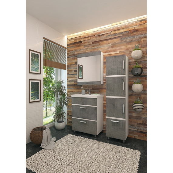 Зеркало-шкаф EvaGold OLIVER 60 см EG010111, белый/кора дуба - 2 Зеркало-шкаф EvaGold OLIVER 60 см EG010111, белый/кора дуба фото 2