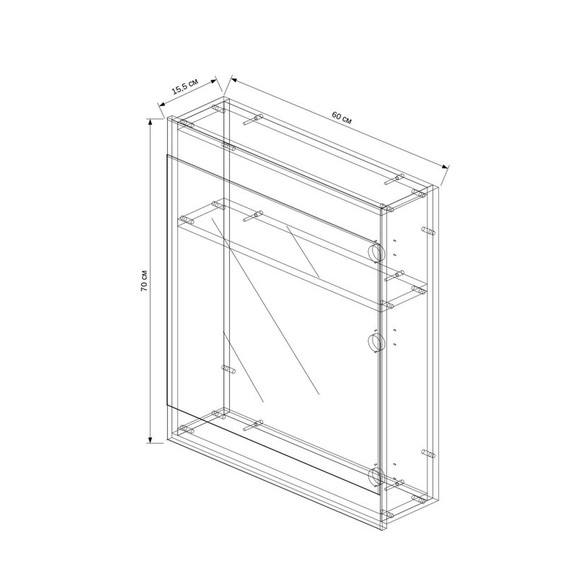 Зеркало-шкаф EvaGold OLIVER 60 см EG010111, белый/кора дуба - 3 Зеркало-шкаф EvaGold OLIVER 60 см EG010111, белый/кора дуба фото 3