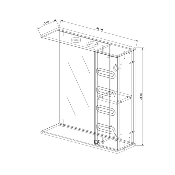 Зеркало-шкаф EvaGold Melania 65 см R EG010158 - 3 Зеркало-шкаф EvaGold Melania 65 см R EG010158 фото 3