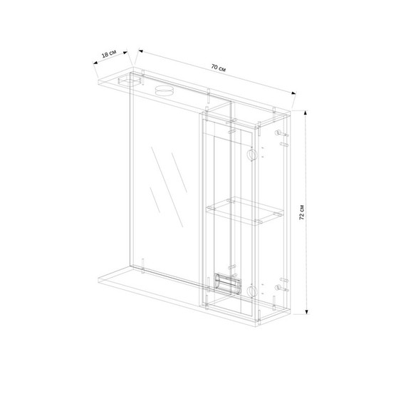 Зеркало-шкаф EvaGold Odri 70 см R EG010193 - 3 Зеркало-шкаф EvaGold Odri 70 см R EG010193 фото 3