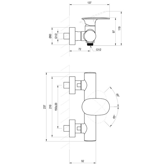 Смеситель для душа Ravak Spring SG 032.00CR X070530 фото 2