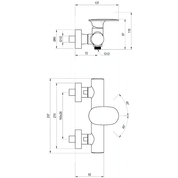 Смеситель для душа Ravak Spring SG 032.20BL X070549, чёрный матовый фото 2