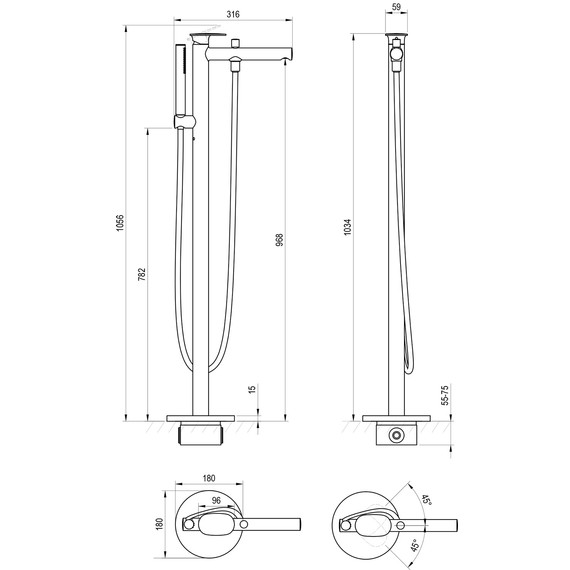 Смеситель для ванны Ravak Spring SG 080.10WHM X070578, белый матовый фото 5