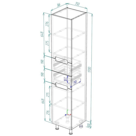 Пенал напольный EvaGold Paola 35 см EG010044 - 6 Пенал напольный EvaGold Paola 35 см EG010044 фото 6