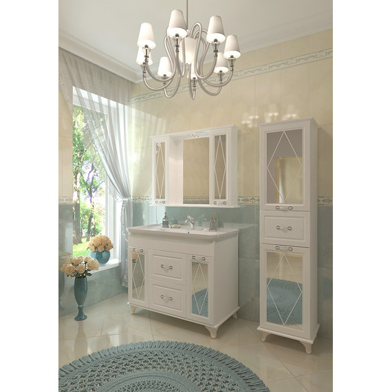 Пенал напольный EvaGold Viktoria 40 см EG010056, структурный белый - 2 Пенал напольный EvaGold Viktoria 40 см EG010056, структурный белый фото 2