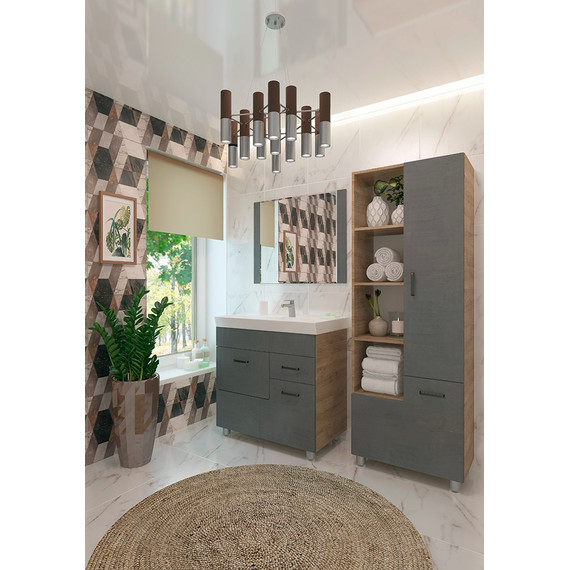 Пенал напольный EvaGold Catherine 60 см EG010127, серый камень - 2 Пенал напольный EvaGold Catherine 60 см EG010127, серый камень фото 2