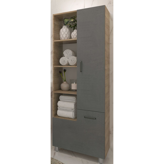 Пенал напольный EvaGold Catherine 60 см EG010127, серый камень - 3 Пенал напольный EvaGold Catherine 60 см EG010127, серый камень фото 3