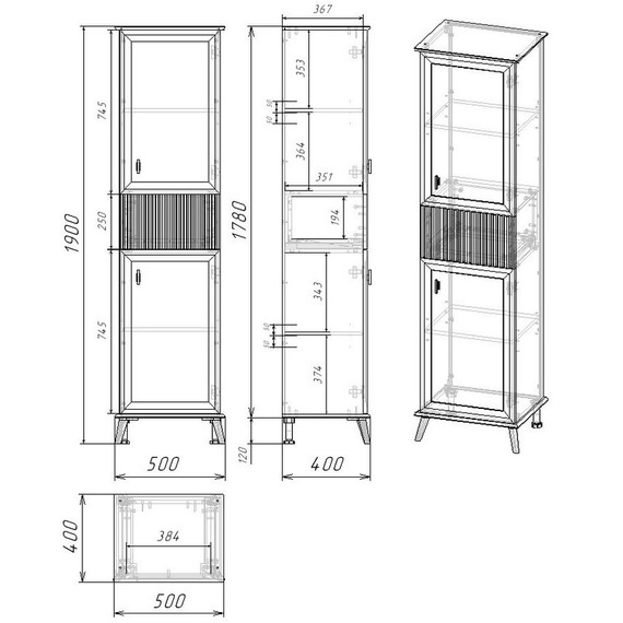 Пенал напольный EvaGold Retro 50 см EG010404 - 6 Пенал напольный EvaGold Retro 50 см EG010404 фото 6