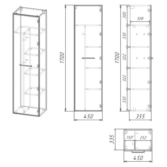 Пенал подвесной EvaGold Leia 45 см EG010424, кашемир софт тач - 10 Пенал подвесной EvaGold Leia 45 см EG010424, кашемир софт тач фото 10