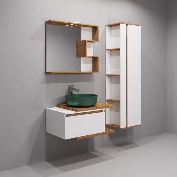 Пенал подвесной EvaGold Forest 45 см EG010935, белый/дуб вотан - 7 Пенал подвесной EvaGold Forest 45 см EG010935, белый/дуб вотан фото 7