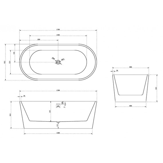 Ванна отдельностоящая Abber AB9209MB 170x80 см, черный матовый фото 12