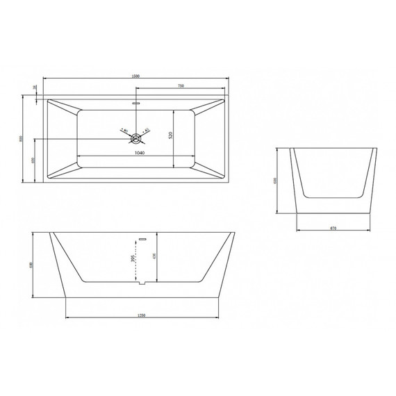 Ванна отдельностоящая Abber AB9224-1.5 150x80 см, Размер - мм: 1500х800 - 11 Ванна отдельностоящая Abber AB9224-1.5 150x80 см, Размер - мм: 1500х800 фото 11