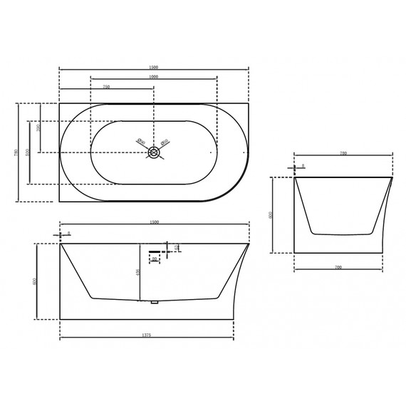 Ванна акриловая Abber AB9258-1.5 L 150x78 см фото 10