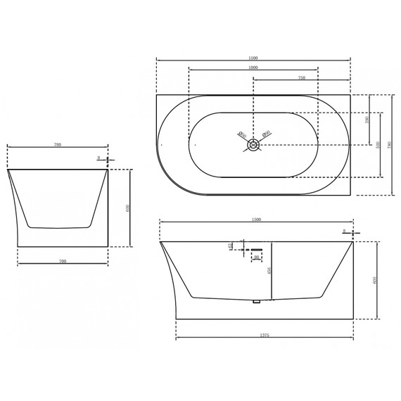 Ванна акриловая Abber AB9258-1.5 R 150x78 см фото 10