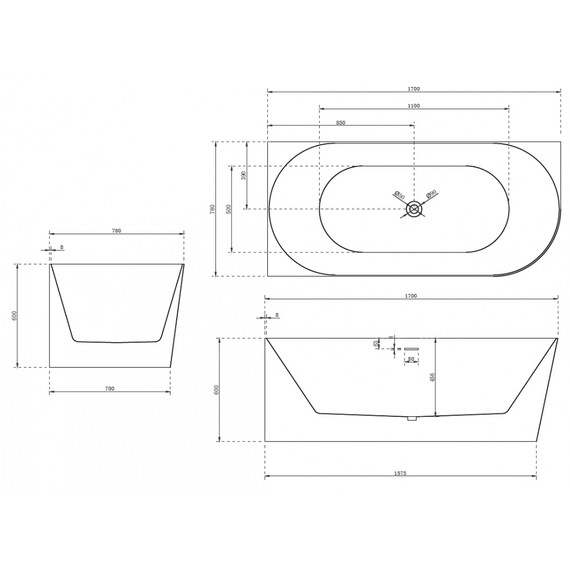 Ванна акриловая Abber AB9258-1.7 L 170x78 см фото 10