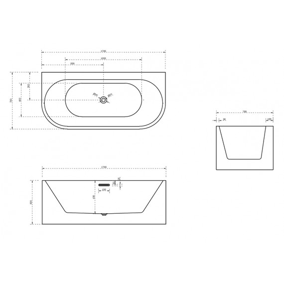 Ванна акриловая Abber AB9310 170x78 см фото 11