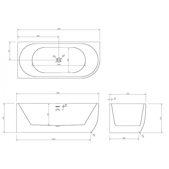 Ванна акриловая Abber AB9315 L 170x75 см фото 11
