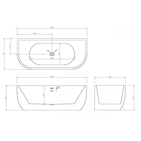 Ванна отдельностоящая Abber AB9316 170x75 см фото 11