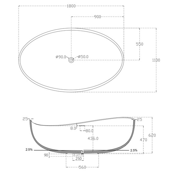 Ванна отдельностоящая Abber AB9239 180x110 см фото 11