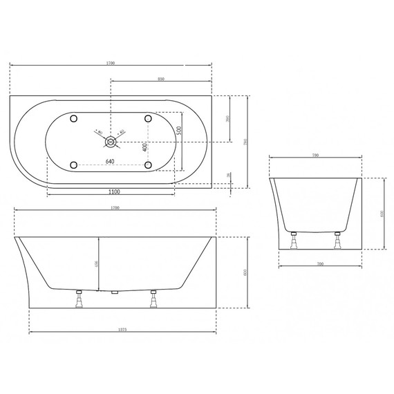 Ванна акриловая Abber AB9257-1.7 R 170x78 см фото 10
