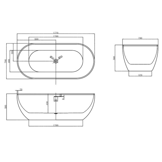 Ванна отдельностоящая Abber AB9241 172x79 см - 11 Ванна отдельностоящая Abber AB9241 172x79 см фото 11