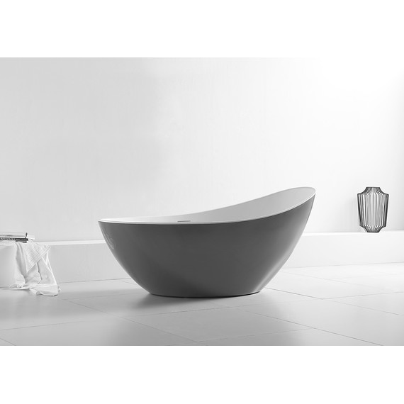 Ванна отдельностоящая Abber AB9233G 184x79 см, серый фото 9