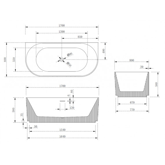 Ванна акриловая Abber AB9330-1.7 170x80 см - 10 Ванна акриловая Abber AB9330-1.7 170x80 см фото 10