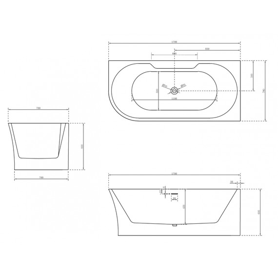 Ванна акриловая Abber AB9335-1.7 R 170x78 см - 11 Ванна акриловая Abber AB9335-1.7 R 170x78 см фото 11