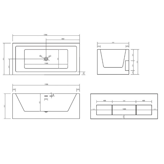 Ванна отдельностоящая Abber AB9339-1.7 170x80 см - 10 Ванна отдельностоящая Abber AB9339-1.7 170x80 см фото 10